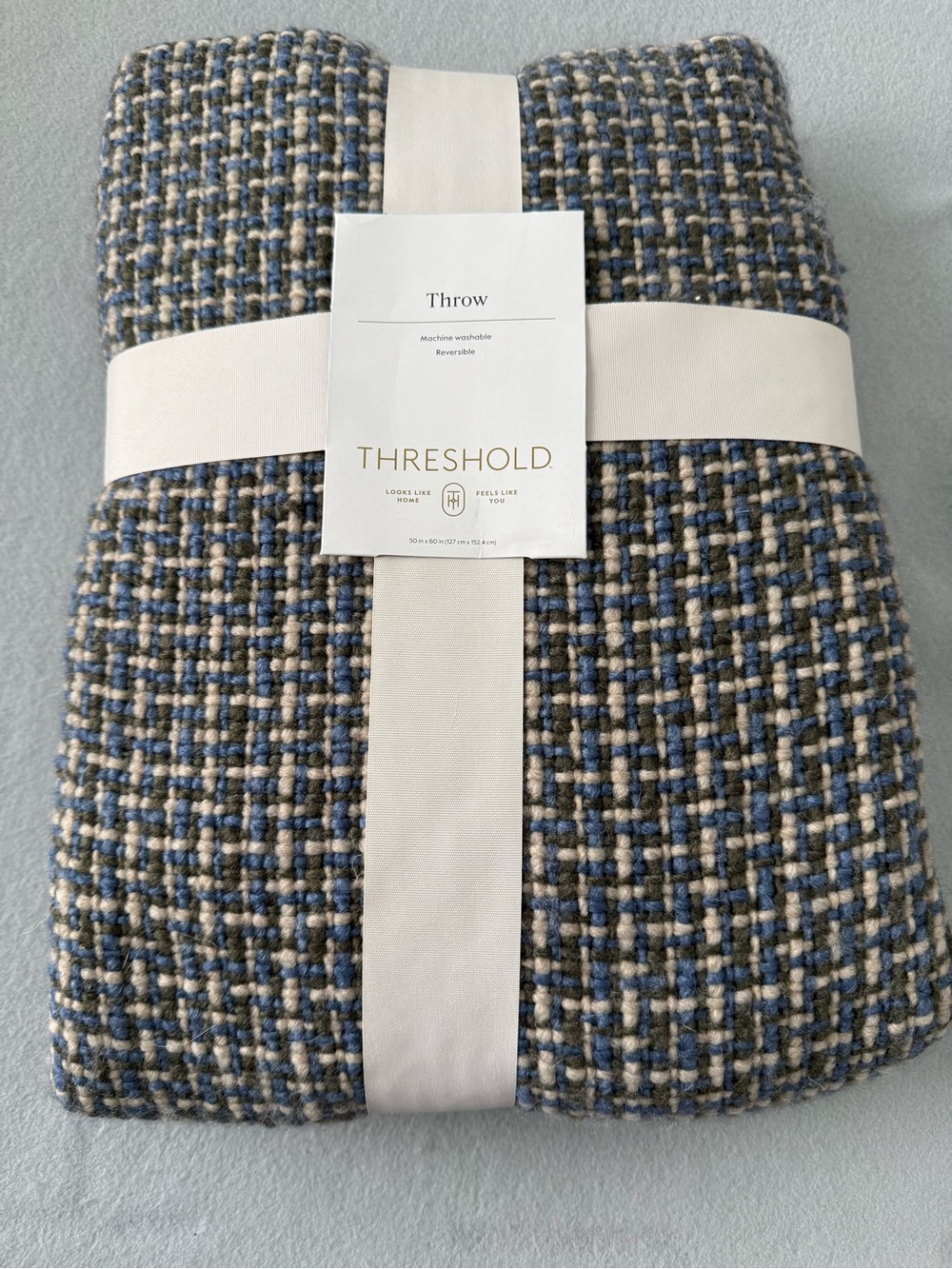 Threshold Blue, Gray & Cream Woven Throw
